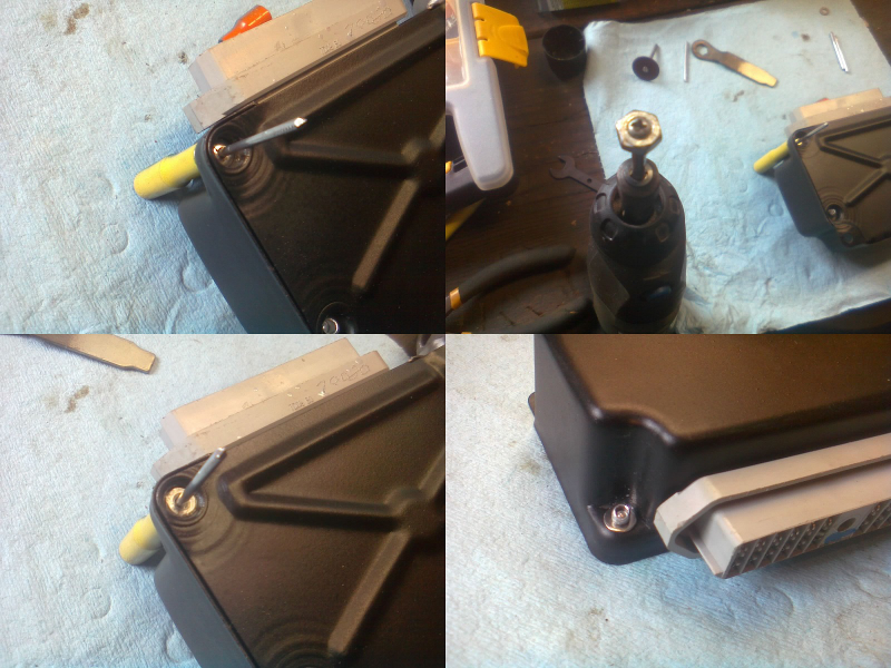 That yellow socket is to hold the washer against the cover as the rivet is compressed.
